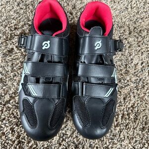 Peloton Black Cycling Shoes with Red Interior
